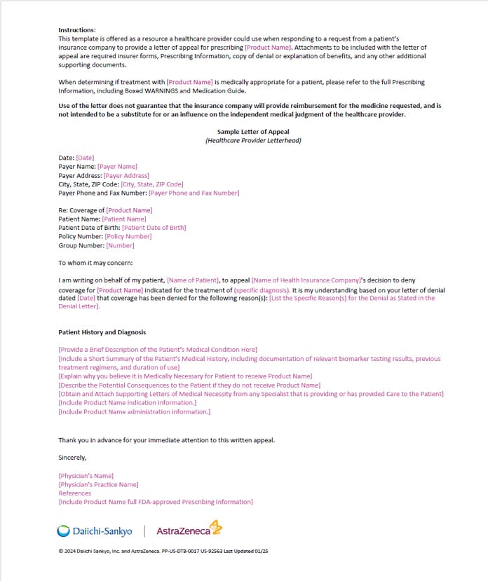 DATROWAY4U Sample Letter of Appeal